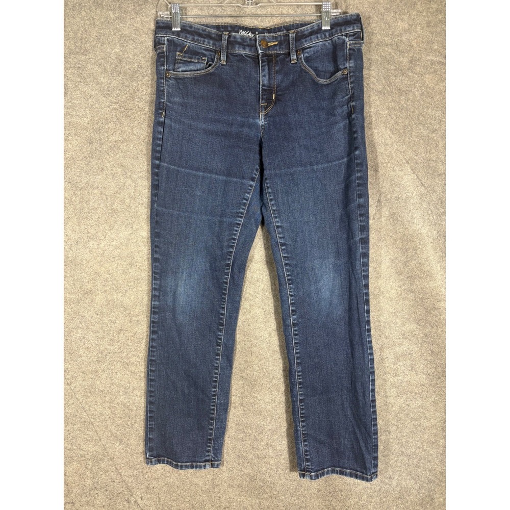 Mossimo Denim Mid-Rise Straight Leg Jeans Dark Wash Blue‎ Super Stretch Sz 10